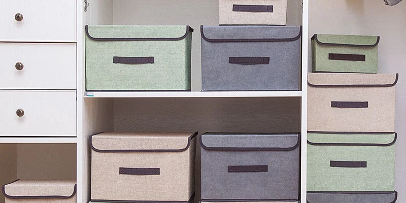 Ящик для хранения из хлопка и льна с крышкой